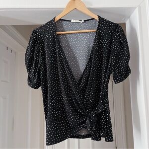 All in Favor Dotted Wrap Top